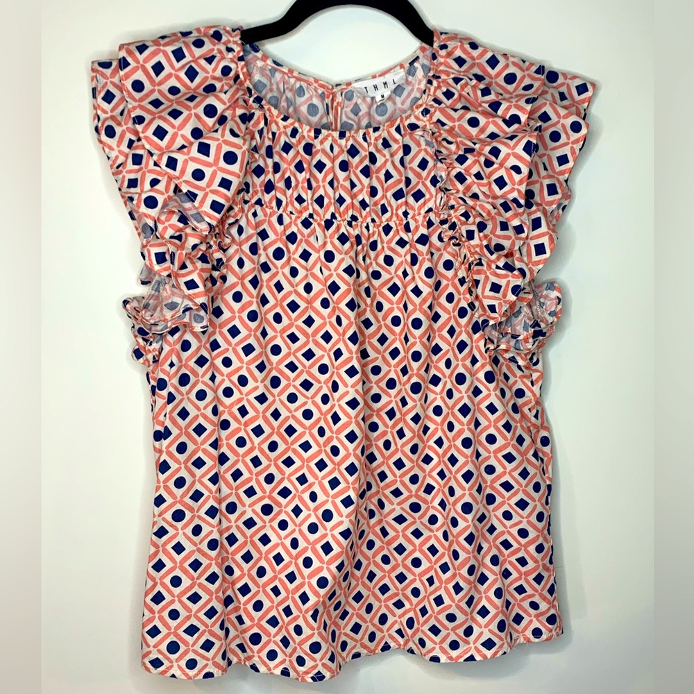 THML Womens Say You Will Top, Pink/Navy, Size Medium